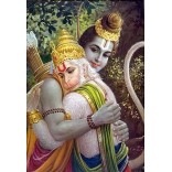 Rama hugs Hanuman